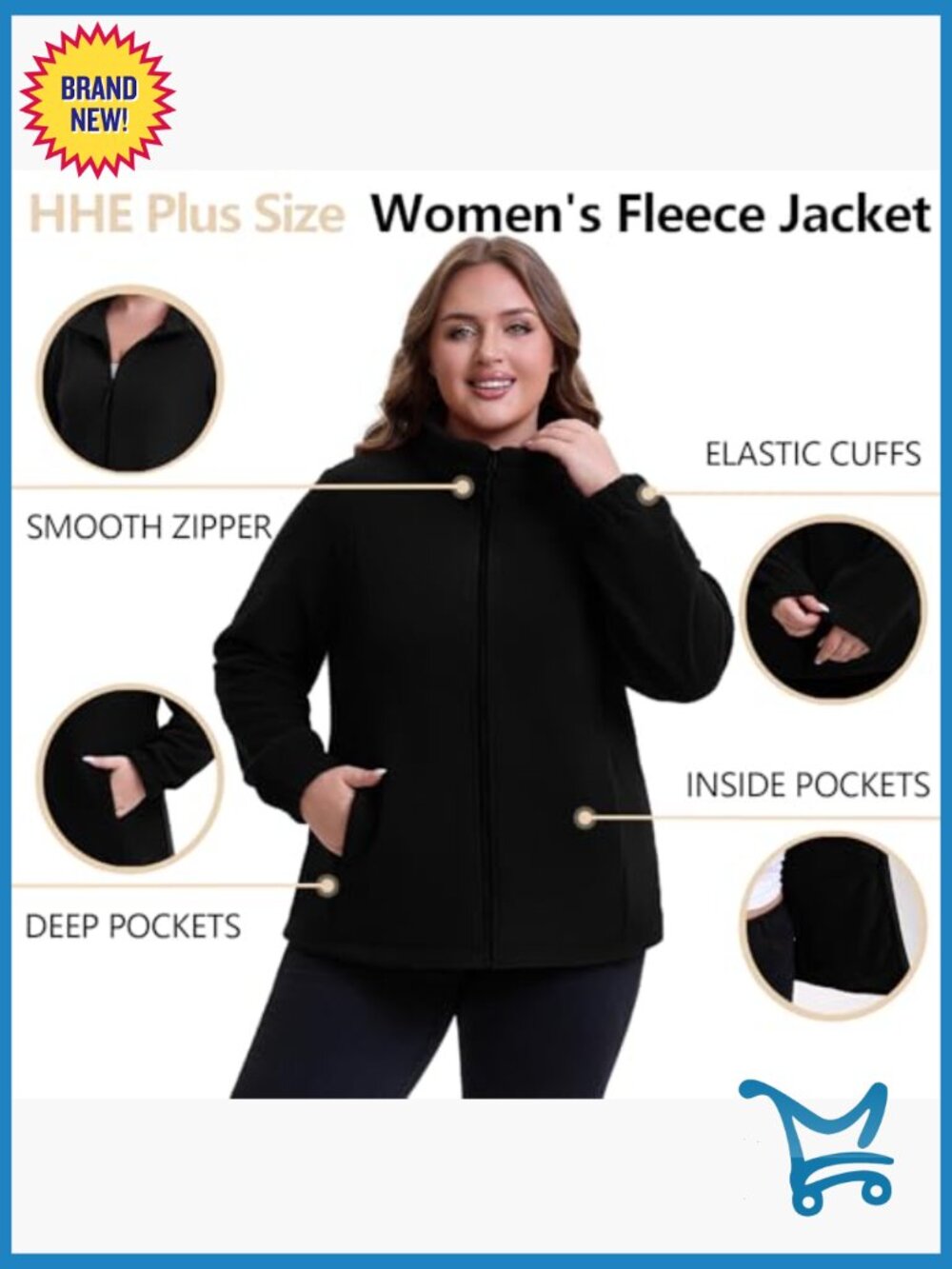 Plus Size Zip Up Fleece Jacket Lightweight Soft Polar Fleece - Picture 5 of 7